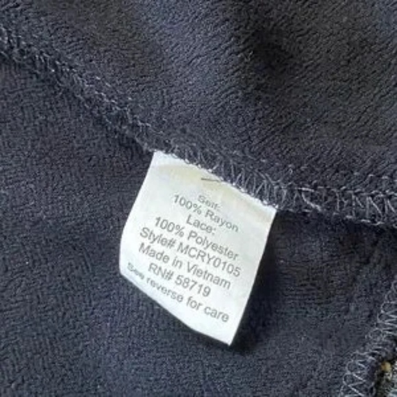 NY Collection Open Front Lace Trim Black 3/4 Sleeve Kimono Cardigan Size S - Picture 4 of 10